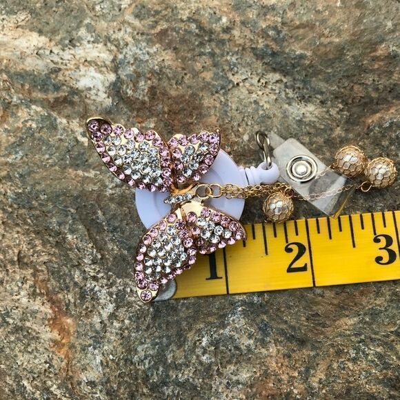 Austrian Crystal Swan & Butterfly Badge Holder - Picture 7 of 15